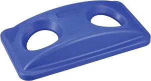 Global Industrial Bottles & Cans Recycling Lid for Slim Trash Container, Plastic, Blue