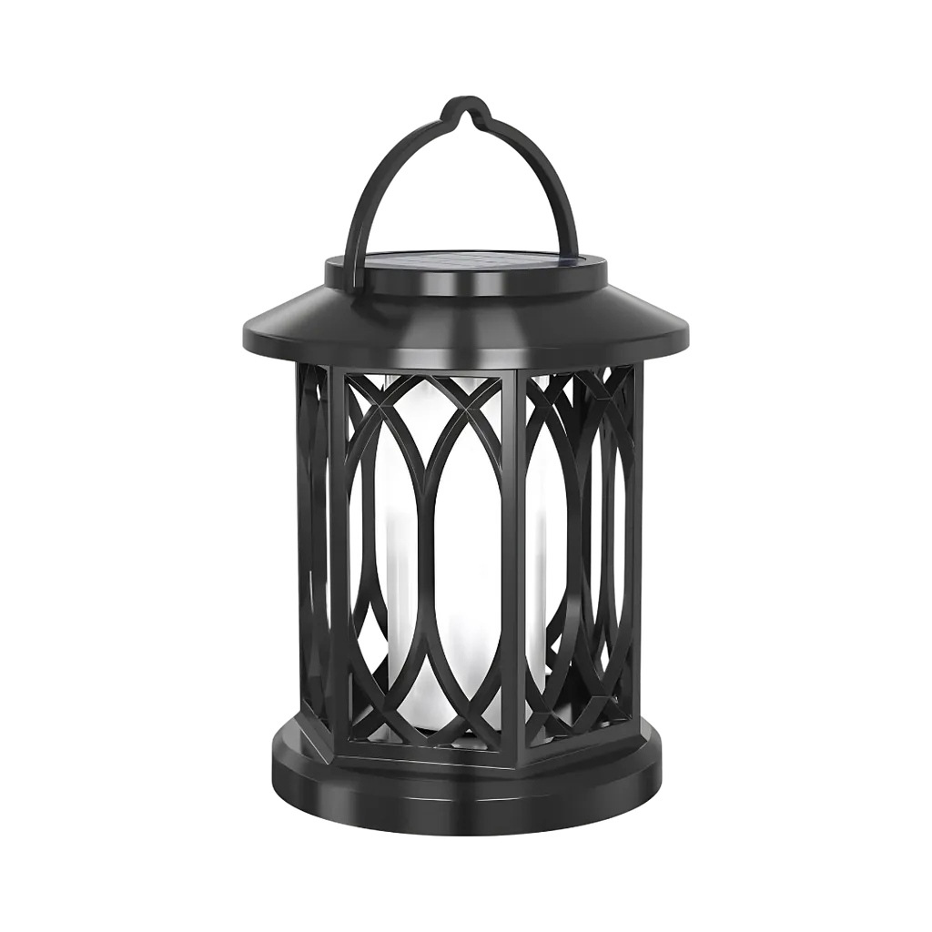 GloGothic - Solar-Powered Flickering Flame Lantern with Hook