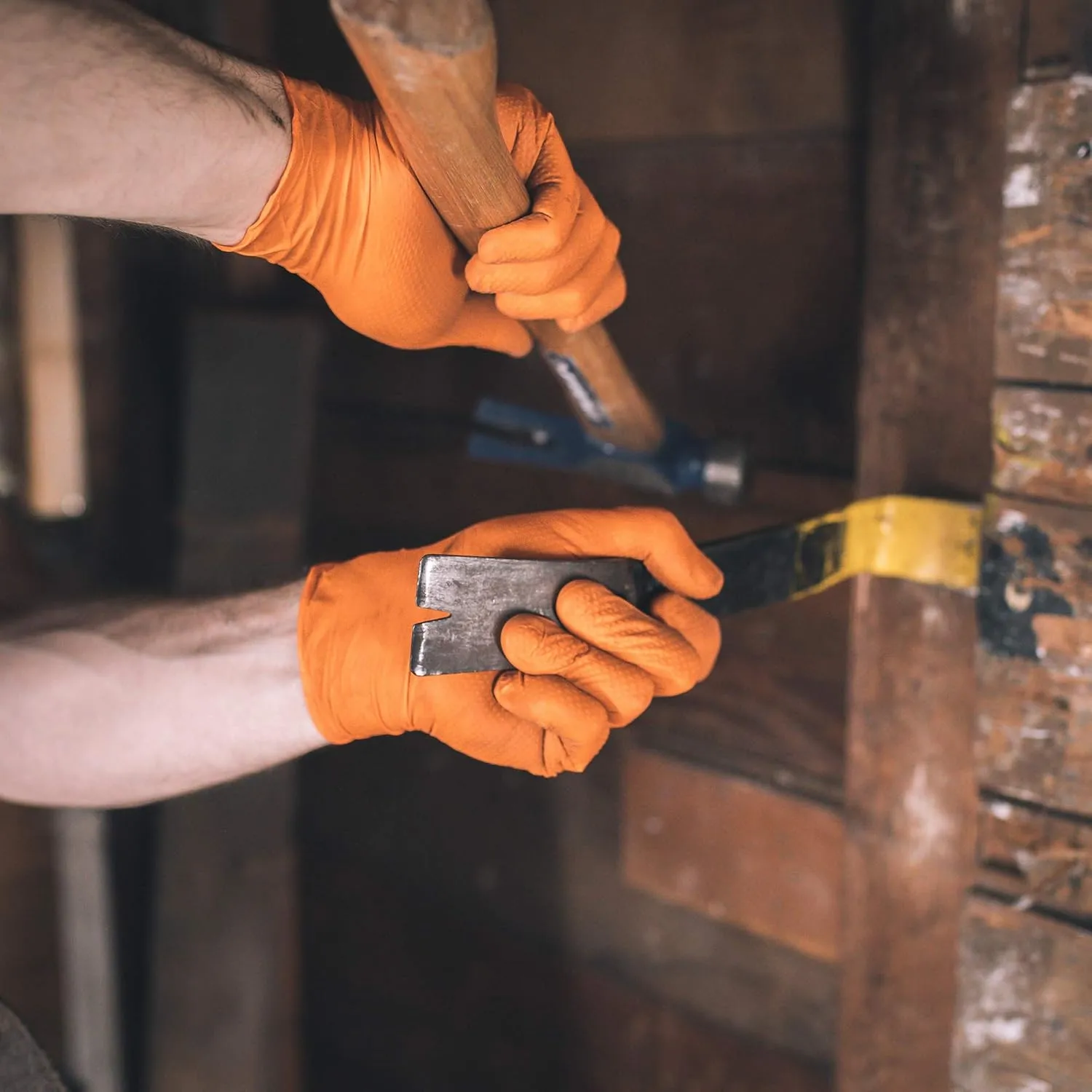 GLOVEWORKS HD Orange Nitrile Gloves, 8 Mil, Disposable, Raised Diamond Texture, Mechanic Gloves