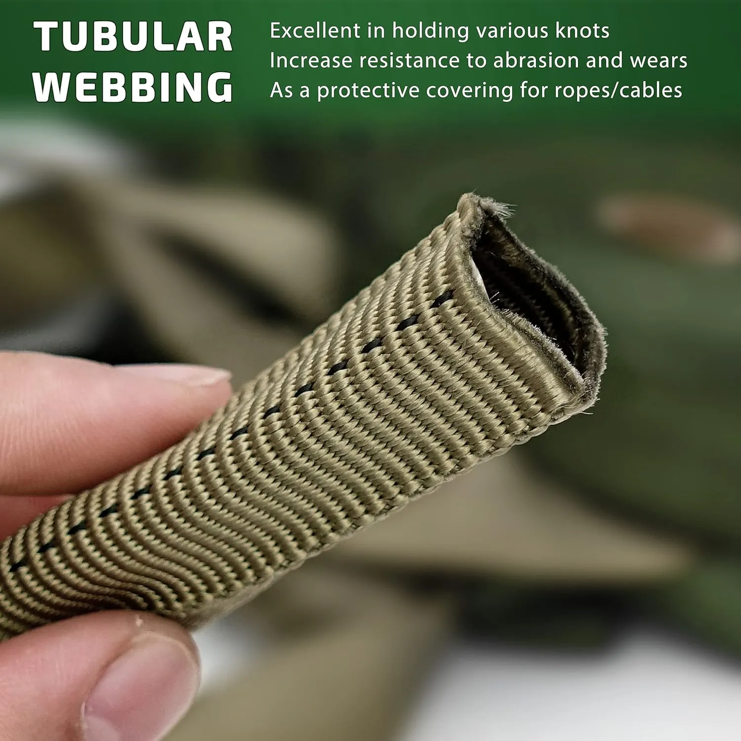 GM CLIMBING 1 inch MIL-W-5625 Nylon Tubular Webbing Milspecs 4000Lbs Durable for Outdoor Tactical Parachute Climbing Rescue Survival Tie Down