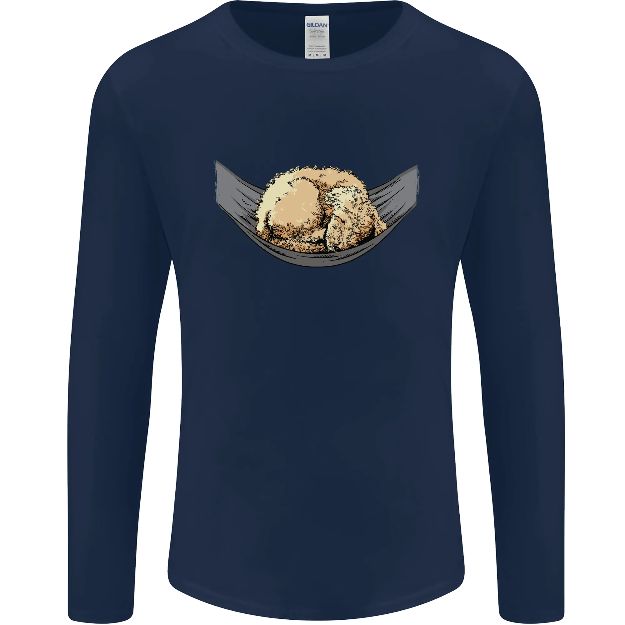 Goldendoodle on a Hammock Dog Mens Long Sleeve T-Shirt