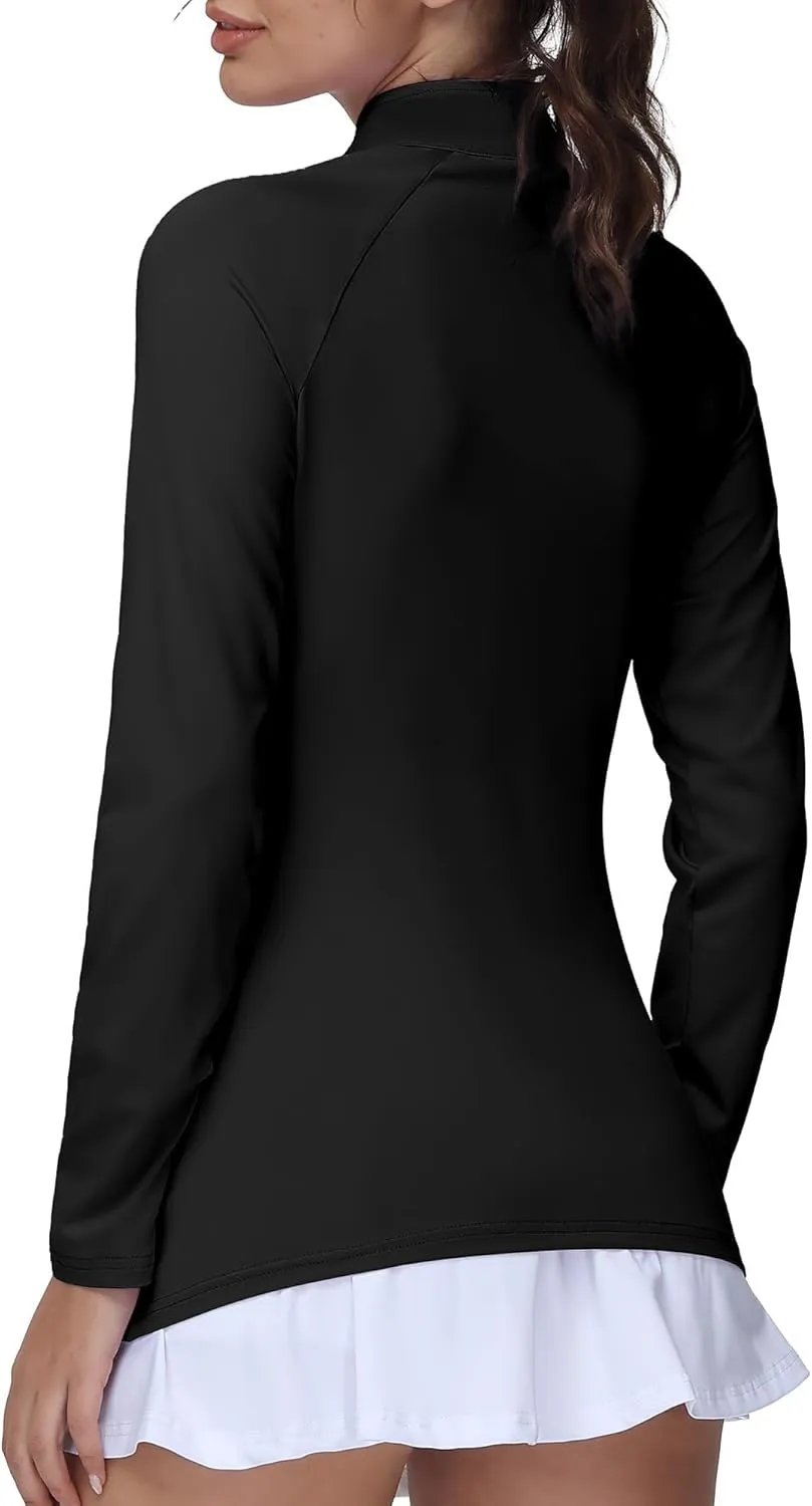 Golf Shirts for Woman UPF 50  Sun Protection Quick Dry Lightweight Long Sleeve Polo Shirts for Woman Rash Guard