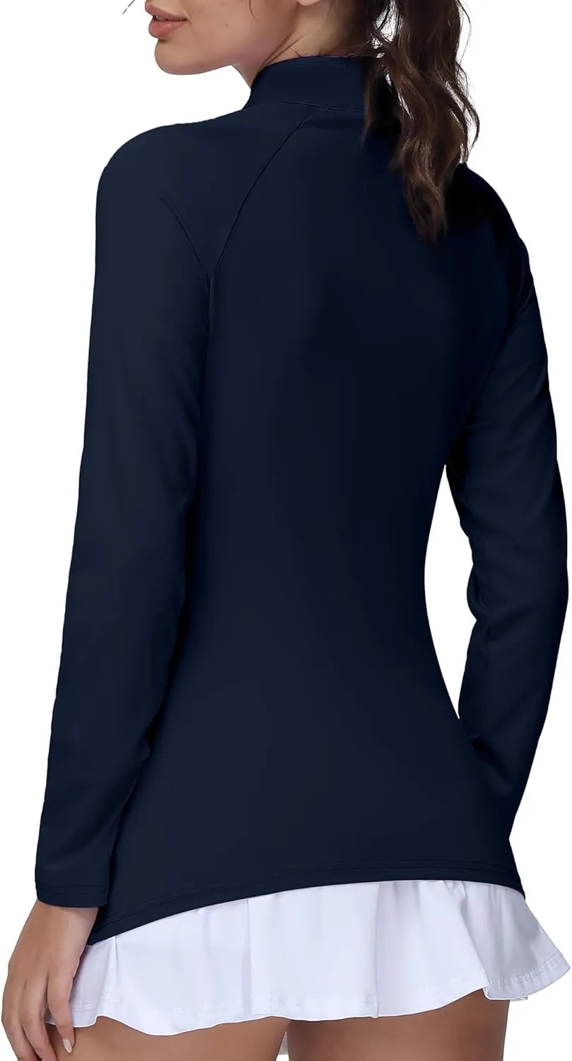 Golf Shirts for Woman UPF 50  Sun Protection Quick Dry Lightweight Long Sleeve Polo Shirts for Woman Rash Guard