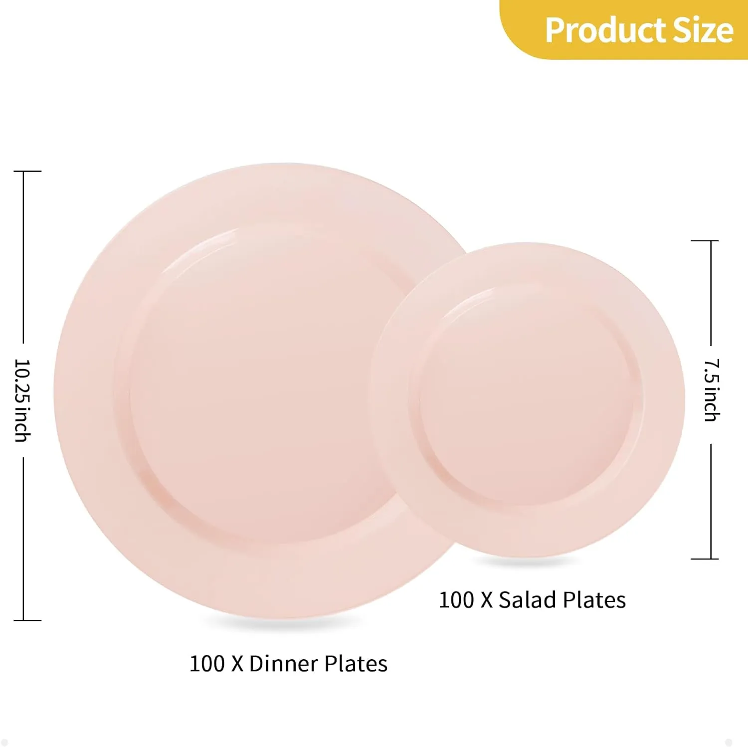 Goodluck 200PCS Disposable Pink Plastic Plates, Heavy Duty Disposable with 100 10.25 inch and 100 7.5 inch Dessert Plates for Party, Wedding, Baby Shower, Valentines