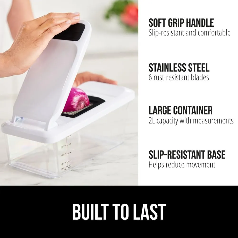 GORILLA GRIP Heavy Duty 12-in-1 Vegetable Chopper, 6 Blades, Food Choppers with Container, Cucumber Mandoline Slicer, Dice Onions, Slice Veggies, Chop Salad, Home Essential Kitchen Gadgets Tool, Black
