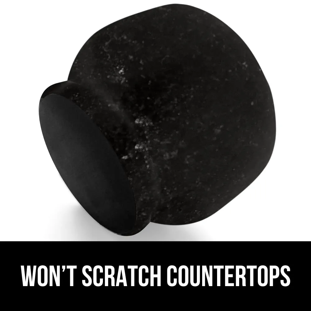GORILLA GRIP Heavy Duty Mortar and Pestle Set with Slip Resistant Base, 100% Granite Stone Molcajete Guacamole Bowl, Grind Seeds Spices, Crush Garlic, Kitchen Muddler for Fresh Herbs, 1.5 Cup, Black