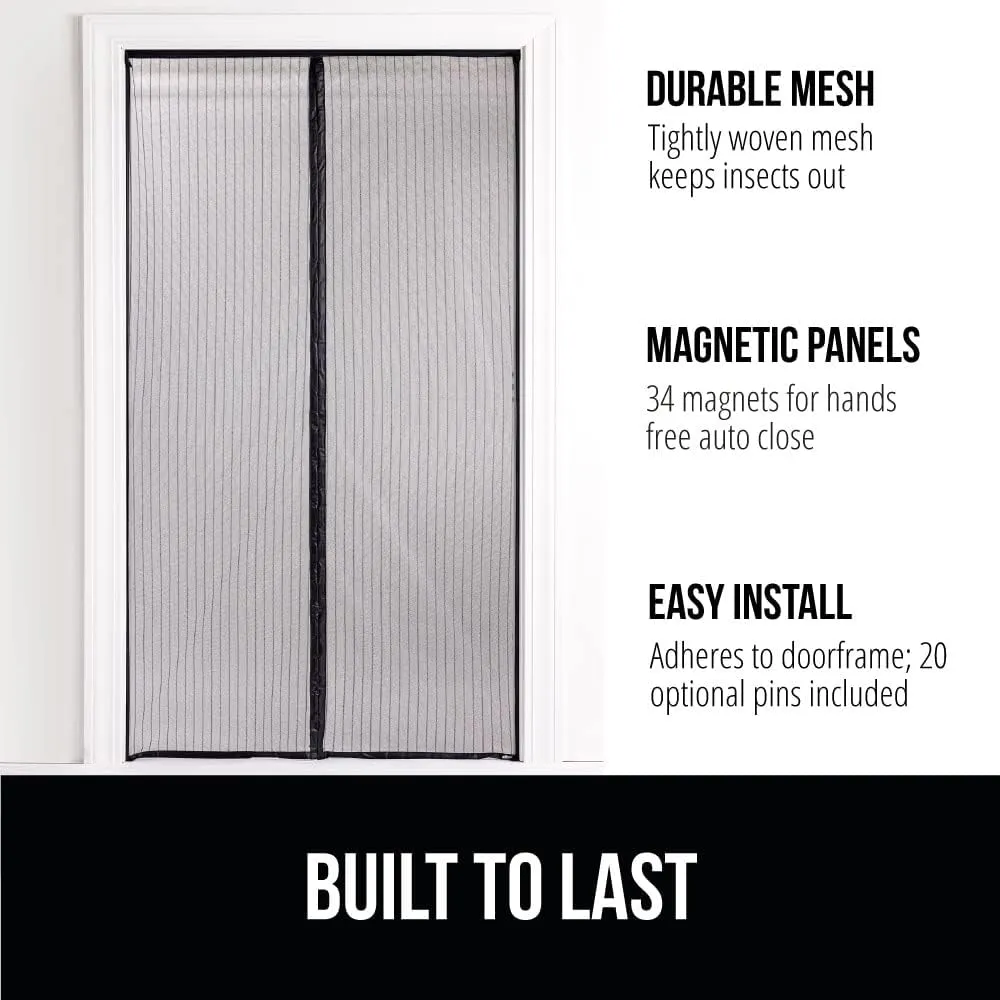 GORILLA GRIP Magnetic Screen Door, Hands Free Mesh Curtain Keeps Bugs and Mosquitos Out, Automatic Magnet Closure, Heavy Duty Patio Sliding Dog Doors Cover, Window Screen Protector, Black 38x82