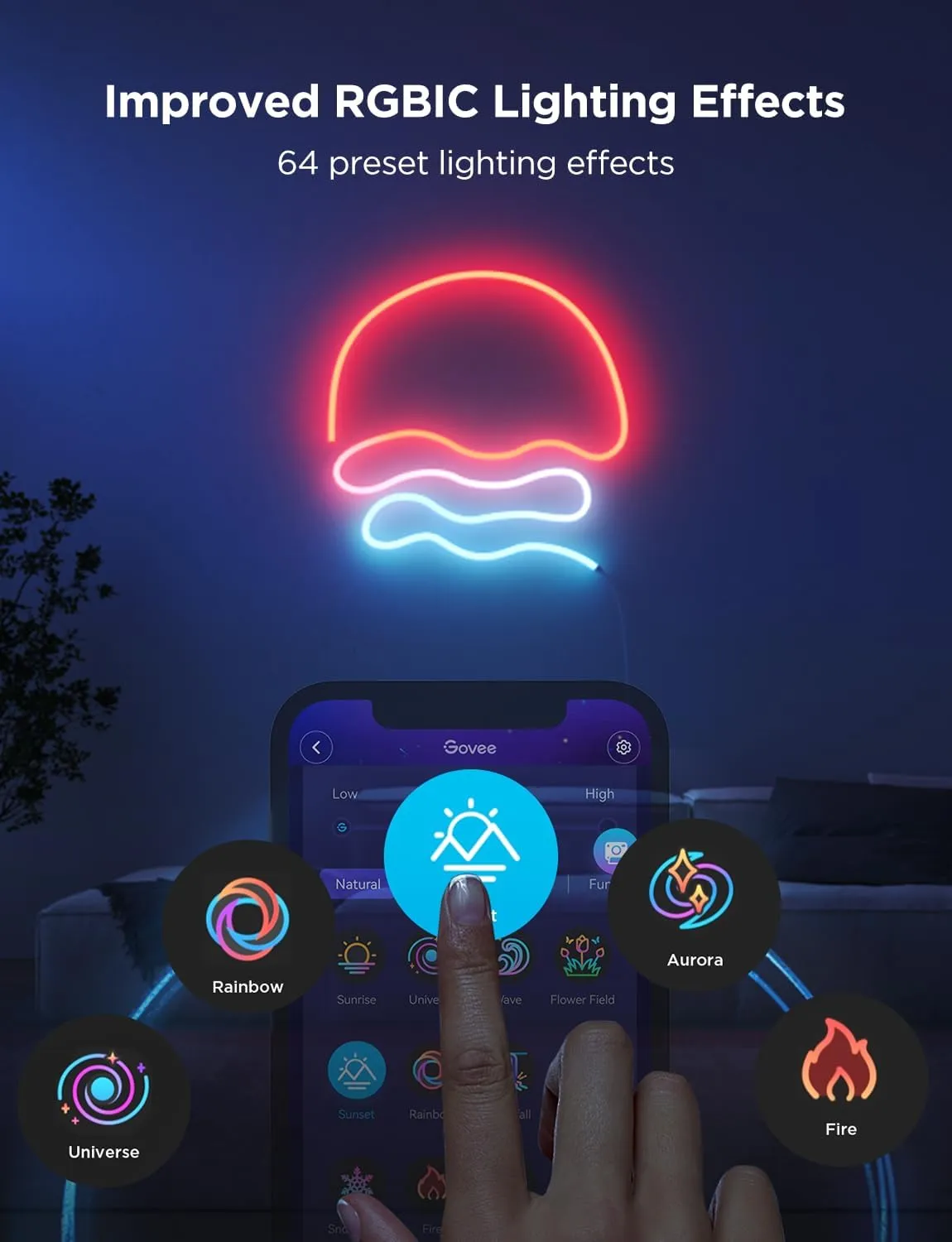 Govee RGBIC Neon Lights, LED Smart Neon Rope Light 2 Works with Matter, Alexa, Google Assistant, Custom DIY Neon Strip Lights for Bedroom and Wall Decor, Softer Material, 9.8ft, White