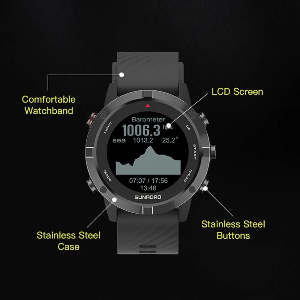 GPS Sports Watch Fitness Wrist Watch with Heart Rate Monitor 100M Water sistant for Running Swimming Cycle Climbing