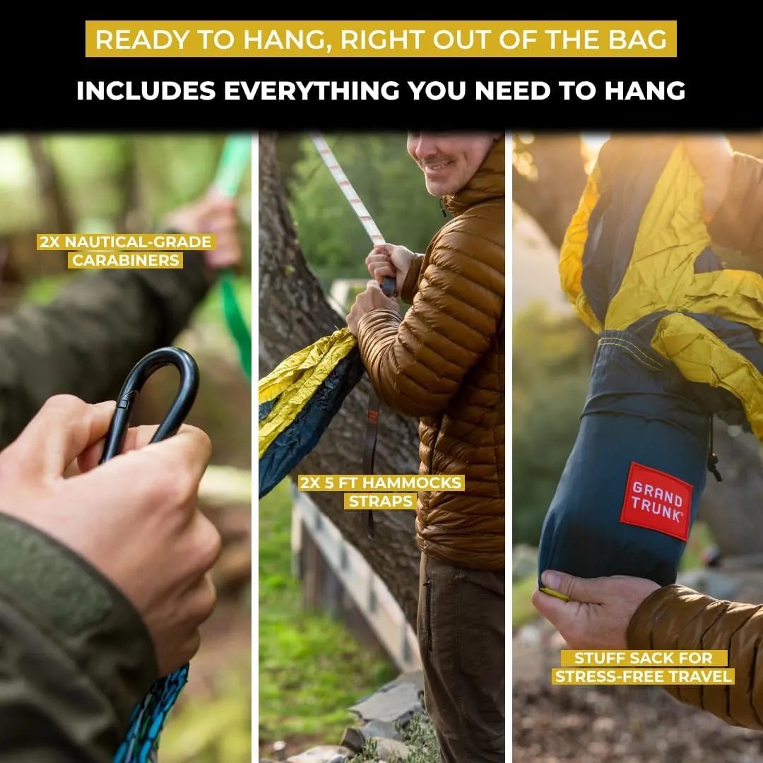 Grand Trunk Double Deluxe Parachute Nylon Hammock - 500lb Capacity Camping Hammock, 10.5x6.5ft, Lightweight & Durable (Crimson/Charcoal)