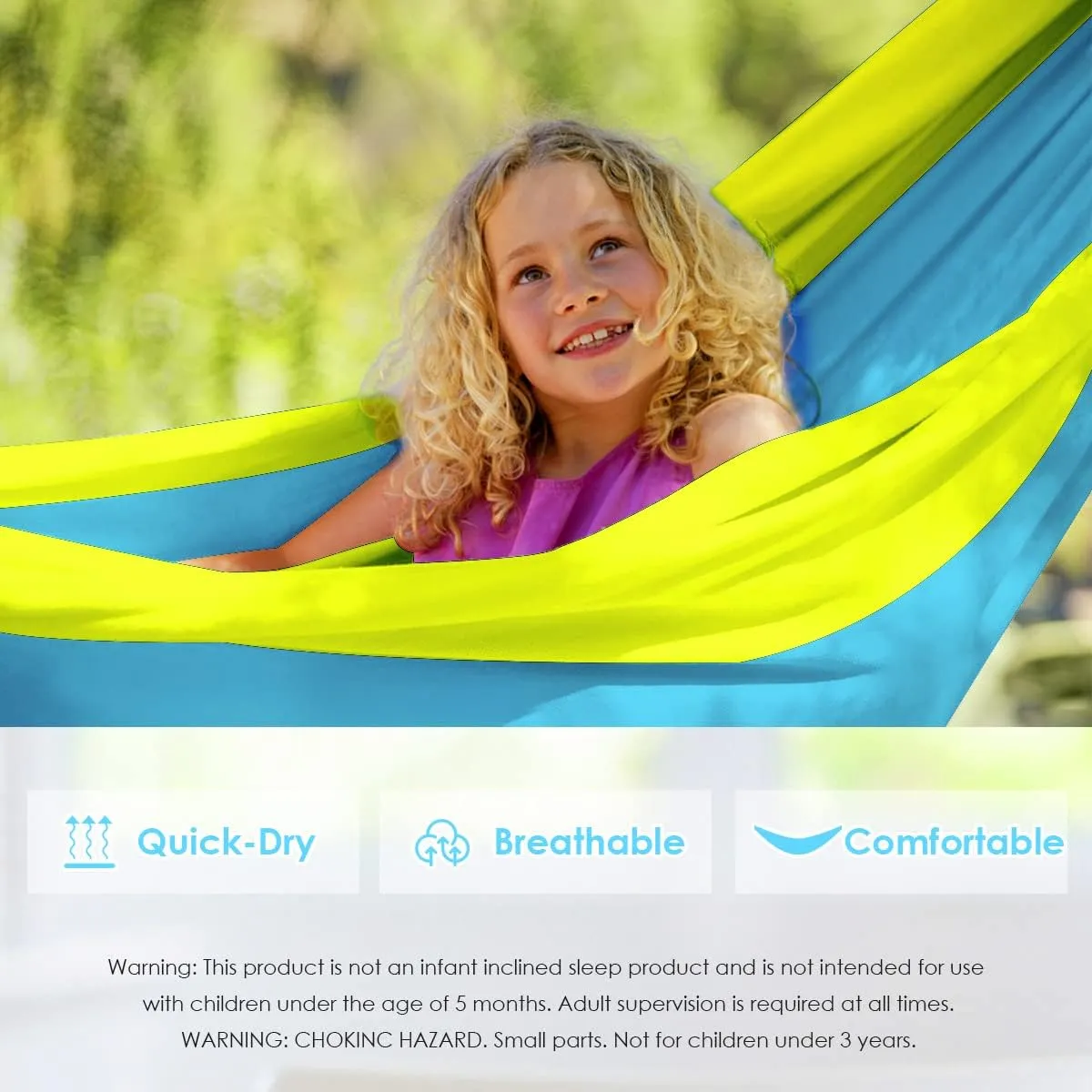 Grassman Kids Small Hammock for Camping Portable Hammock for Child Girls Boys Ultralight Backpack Mini Hammocks with Straps Sky Blue