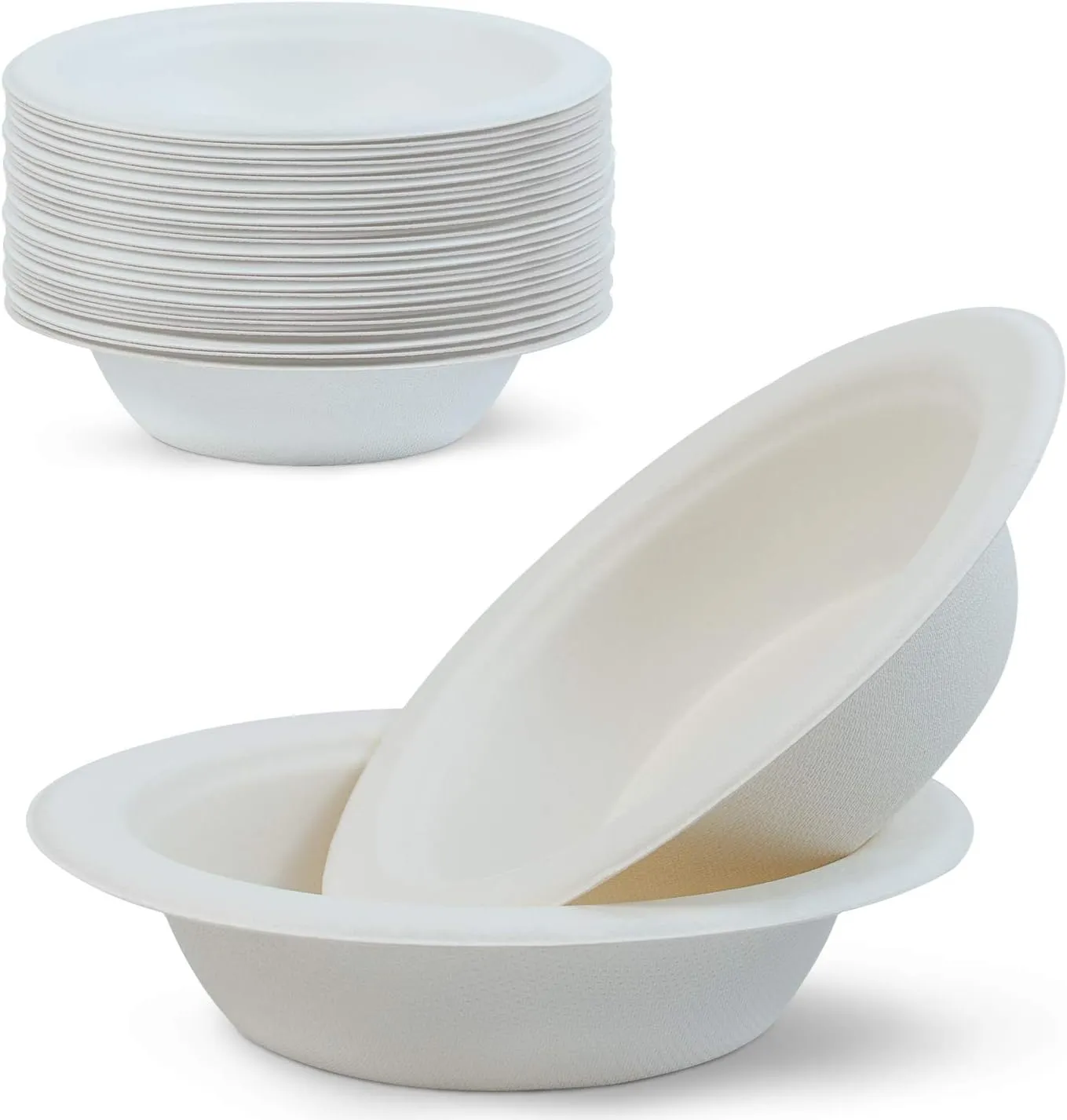 Green Earth, 16 oz, 125-Count, Compostable Bowls, Natural Bagasse (Sugarcane Fiber), Disposable - Round Shape Gluten-Free Eco-Friendly