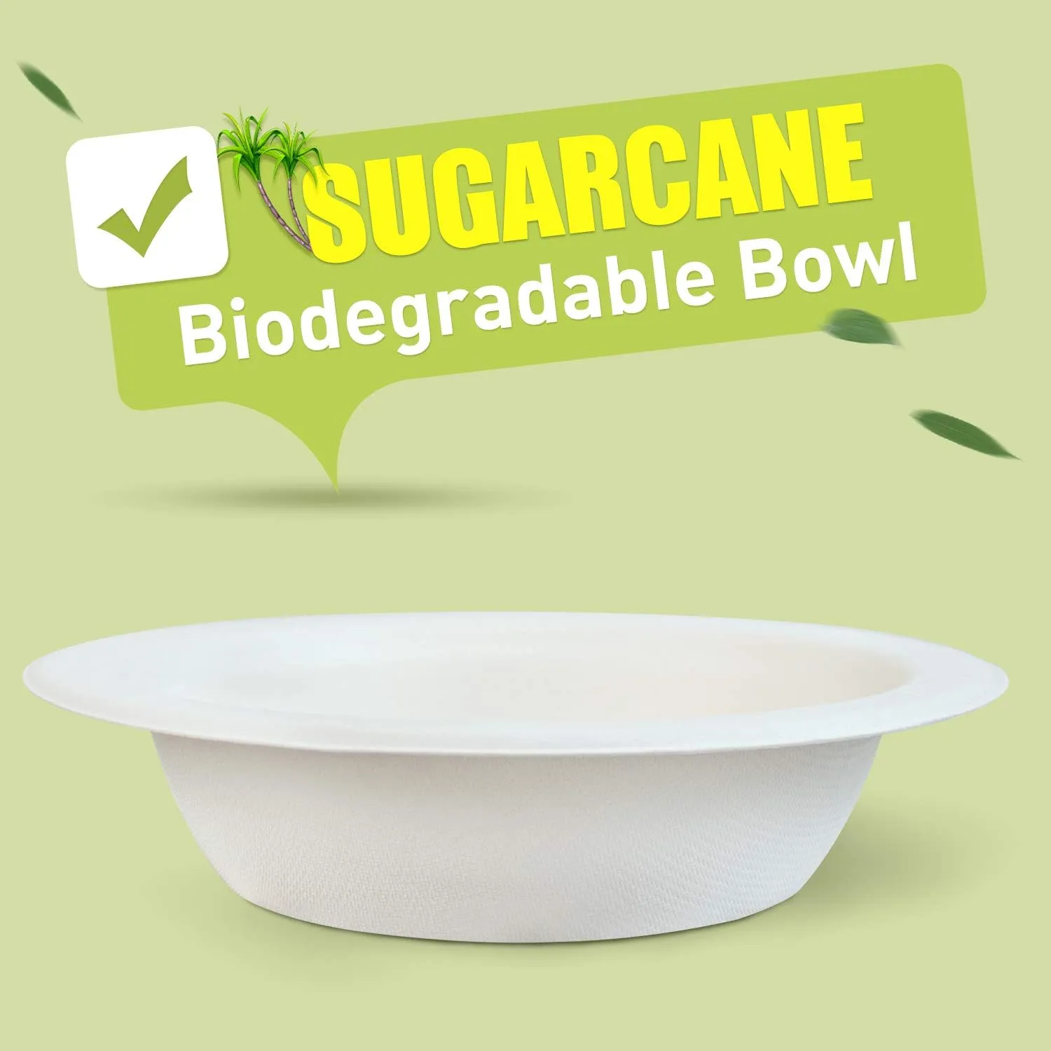 Green Earth, 16 oz, 125-Count, Compostable Bowls, Natural Bagasse (Sugarcane Fiber), Disposable - Round Shape Gluten-Free Eco-Friendly