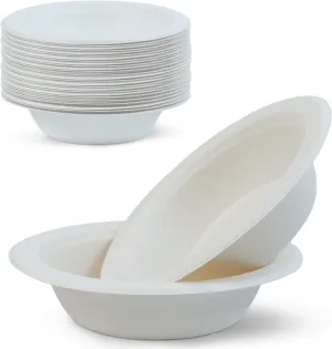 Green Earth, 16 oz, 125-Count, Compostable Bowls, Natural Bagasse (Sugarcane Fiber), Disposable - Round Shape Gluten-Free Eco-Friendly