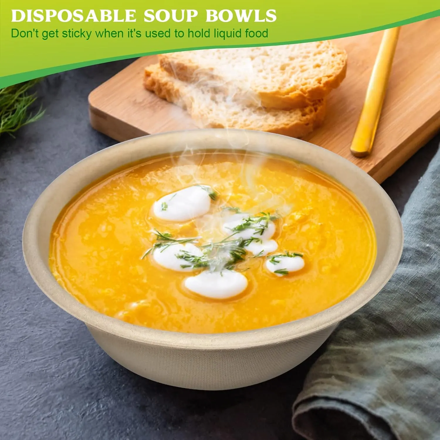 greensight Paper Party Serving Bowls For Salad, Ice Cream, Dessert And Hot Soup 32oz Heavy Duty, Eco-friendly Disposable Biodegradable Compostable, Made Of Sugarcane, 100 Pack
