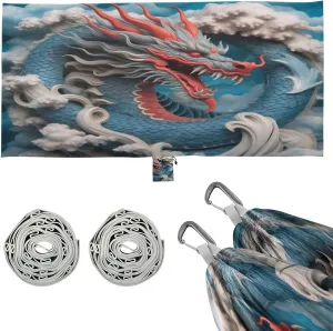 Grey Cloud Dragon Camping Hammock, Single Portable Hammocks with Tree Straps & Attached Carry Bag, 330Lbs Capacity Perfect for Outside Indoor Hiking Beach Backpack Travel
