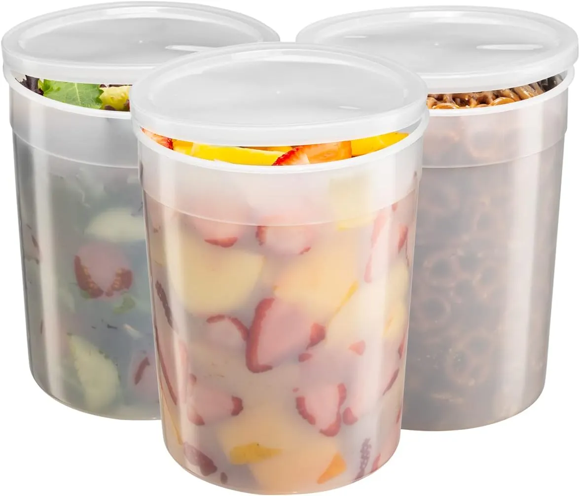 GUSTO, [6 Sets -128 oz. Disposable Plastic Food Storage Deli Containers with Lids, Ice Cream Bucket & Soup Pail - (Formerly Comfy Package)