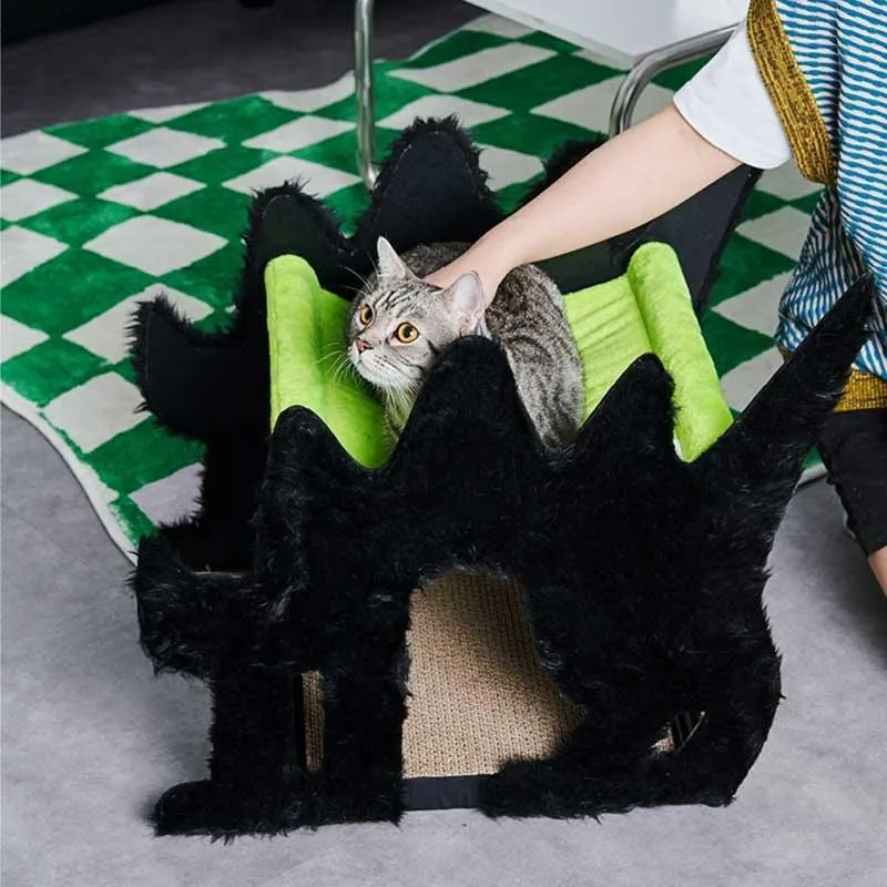 Halloween  Gothic Cat Bed Hammock Green Scratching Board