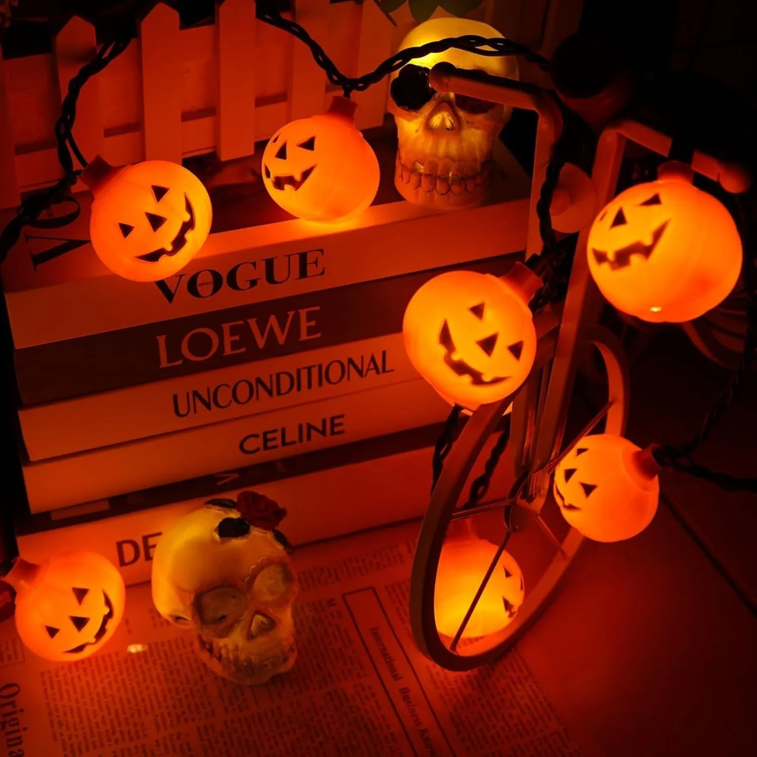 Halloween LED Pumpkin String Lights - Halloween Pumpkin Lights for Indoor and Outdoor Decoration