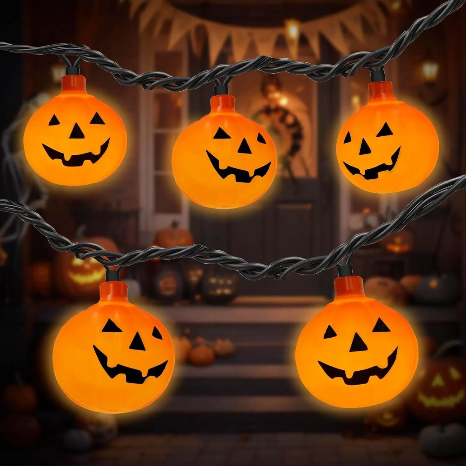Halloween LED Pumpkin String Lights - Halloween Pumpkin Lights for Indoor and Outdoor Decoration