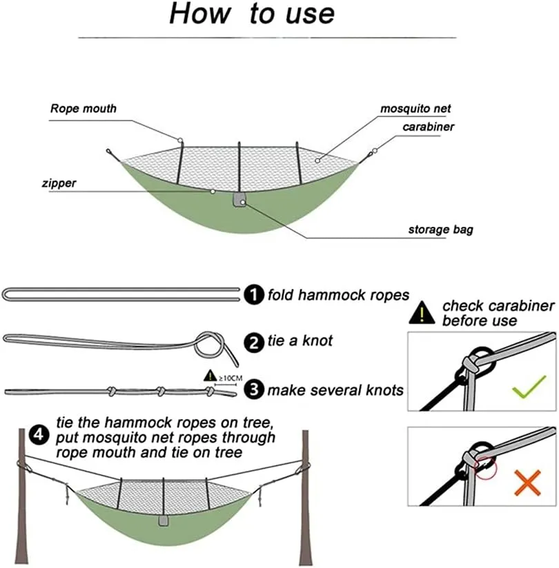 Hammock 270 * 140cm Portable Travel Outdoor Camping Camouflage Hanging Sleeping Hammock with Mosquito Net Swing, Green Updated
