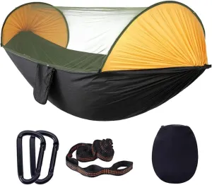 Hammock 290x140 Cm Camping Hammock with Mosquito Net 2 Person Pop-up Parachute Lightweight Hanging Tree Straps Swing Portable Hammock