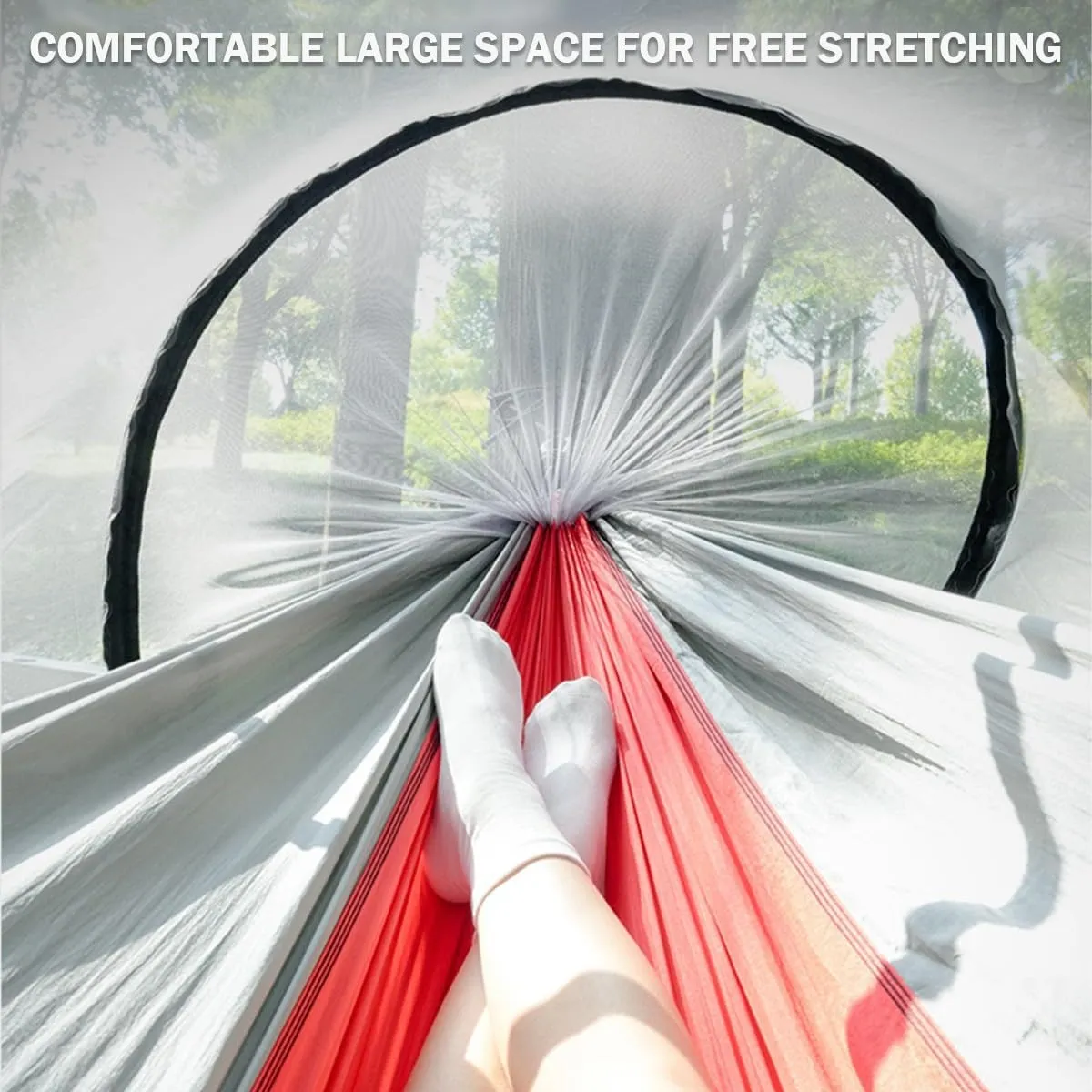 Hammock Camping, Hammock Tent Strong Load Bearing Capacity, Mosquito Net Hammock Breathable and Mosquito Proof, Suitable for Outdoor Use(Army Green,260 * 140cm)