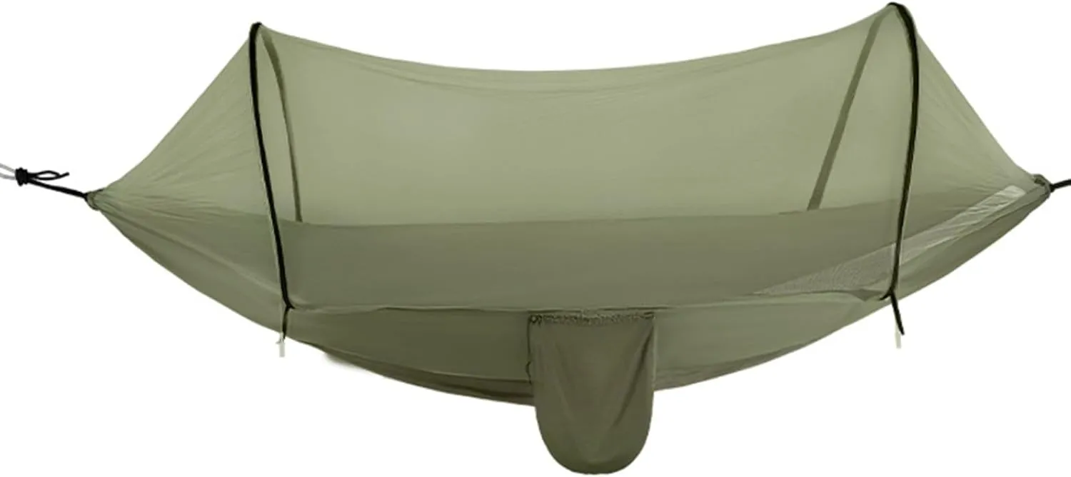 Hammock Camping, Hammock Tent Strong Load Bearing Capacity, Mosquito Net Hammock Breathable and Mosquito Proof, Suitable for Outdoor Use(Army Green,260 * 140cm)