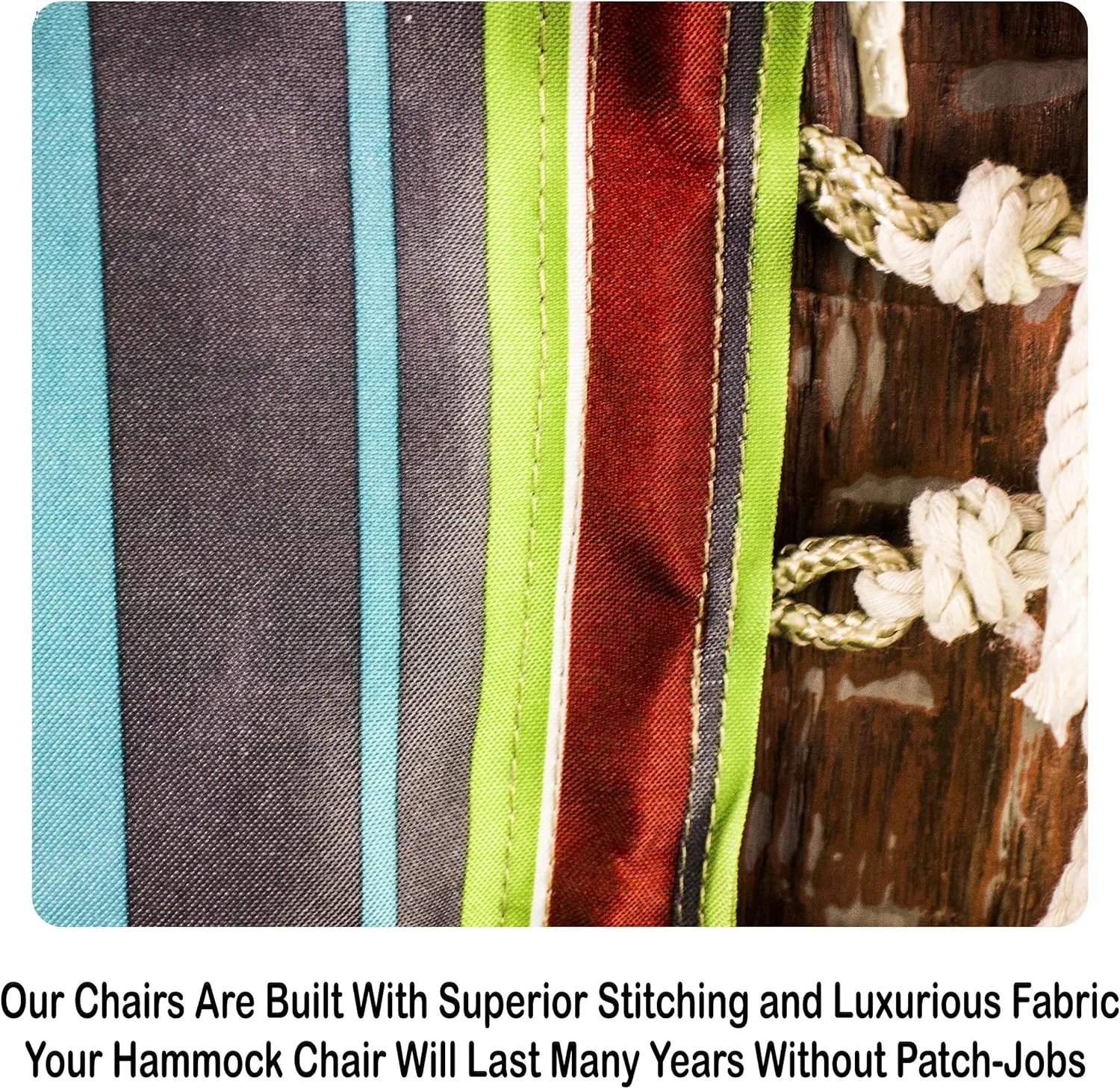 Hammock Chair Hanging Rope Swing, *12 Patterns, Quality Comfortable and Breathable Fabric - Indoor/Outdoor - Tropical Stripes