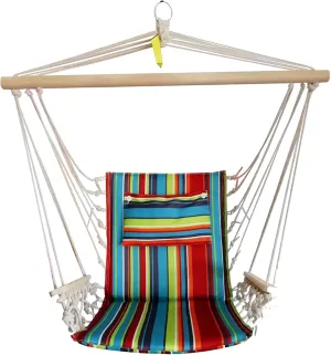 Hammock Chair Hanging Rope Swing, *12 Patterns, Quality Comfortable and Breathable Fabric - Indoor/Outdoor - Tropical Stripes