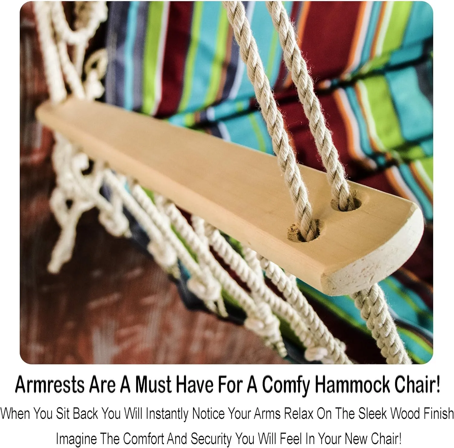 Hammock Chair Hanging Rope Swing, *12 Patterns, Quality Comfortable and Breathable Fabric - Indoor/Outdoor - Tropical Stripes
