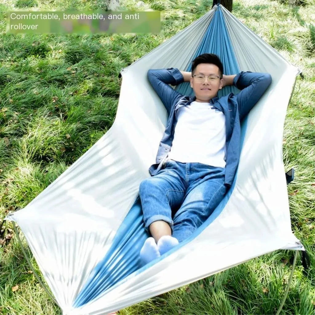 Hammock Double Anti-Rollover Pole Hammock Outdoor Camping Single Double Enlarged Thickened Parachute Cloth Camping Hammock Hammock Outdoor(Orange,A)
