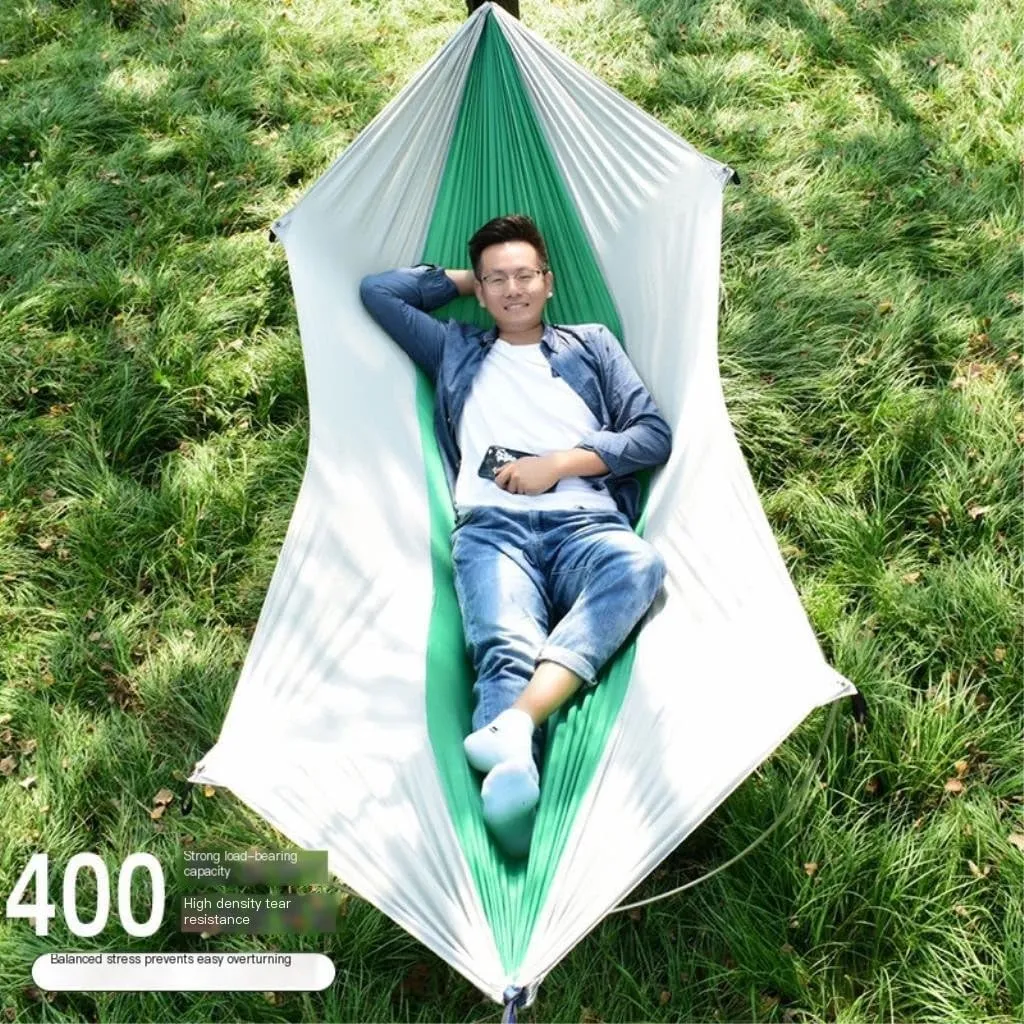 Hammock Double Anti-Rollover Pole Hammock Outdoor Camping Single Double Enlarged Thickened Parachute Cloth Camping Hammock Hammock Outdoor(Orange,A)