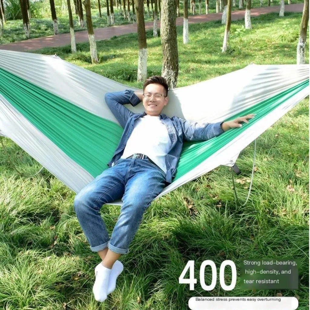 Hammock Double Anti-Rollover Pole Hammock Outdoor Camping Single Double Enlarged Thickened Parachute Cloth Camping Hammock Hammock Outdoor(Orange,A)