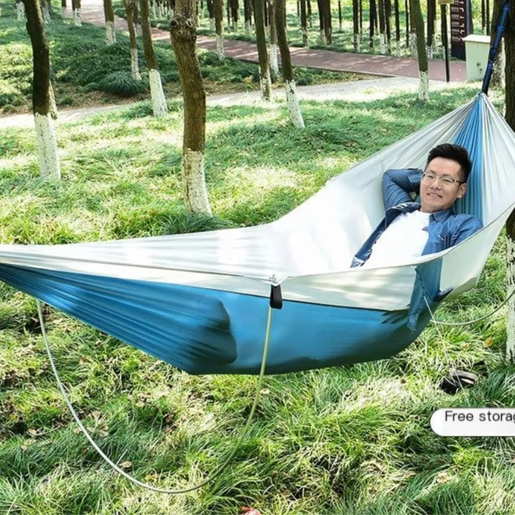 Hammock Double Anti-Rollover Pole Hammock Outdoor Camping Single Double Enlarged Thickened Parachute Cloth Camping Hammock Hammock Outdoor(Orange,A)
