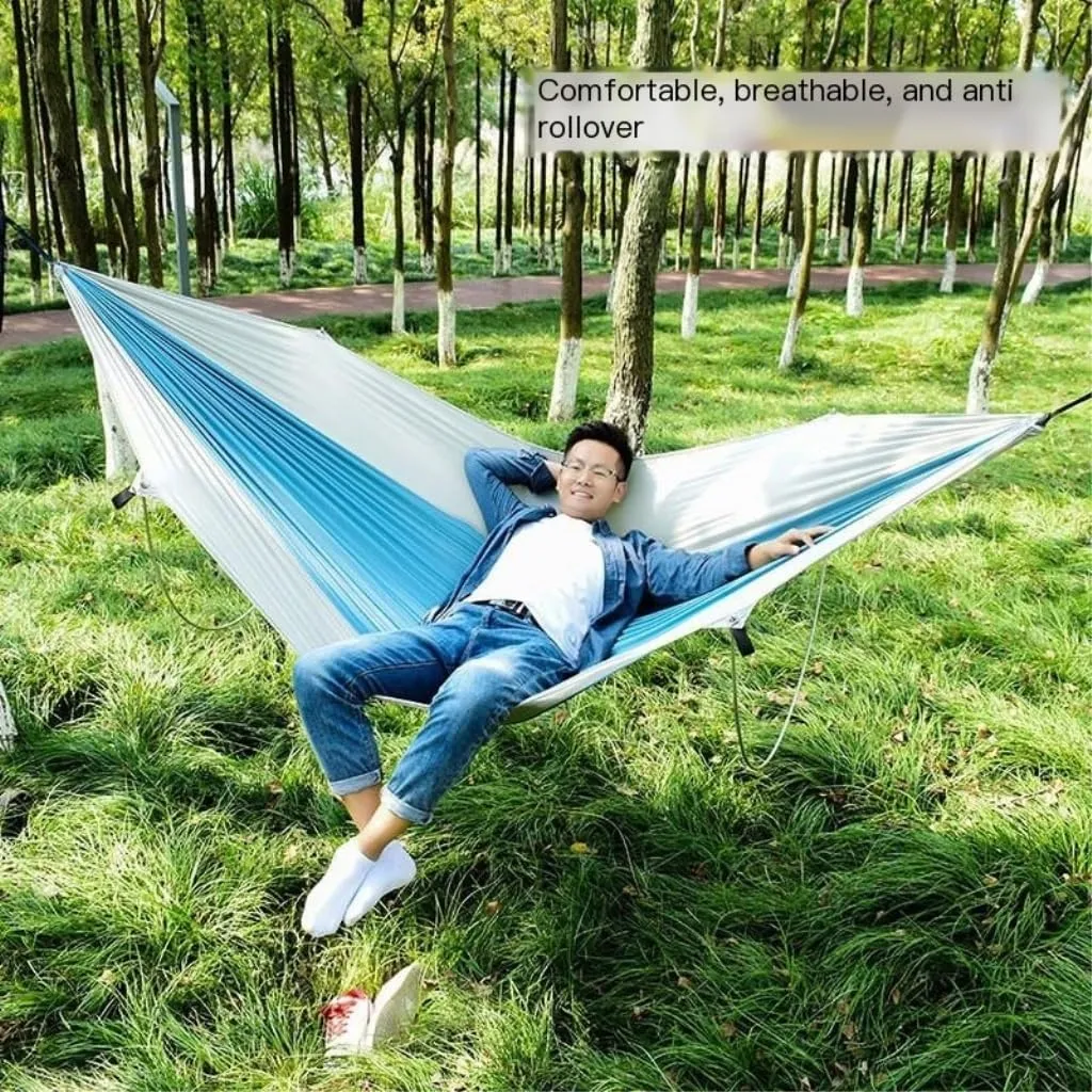 Hammock Double Anti-Rollover Pole Hammock Outdoor Camping Single Double Enlarged Thickened Parachute Cloth Camping Hammock Hammock Outdoor(Orange,A)