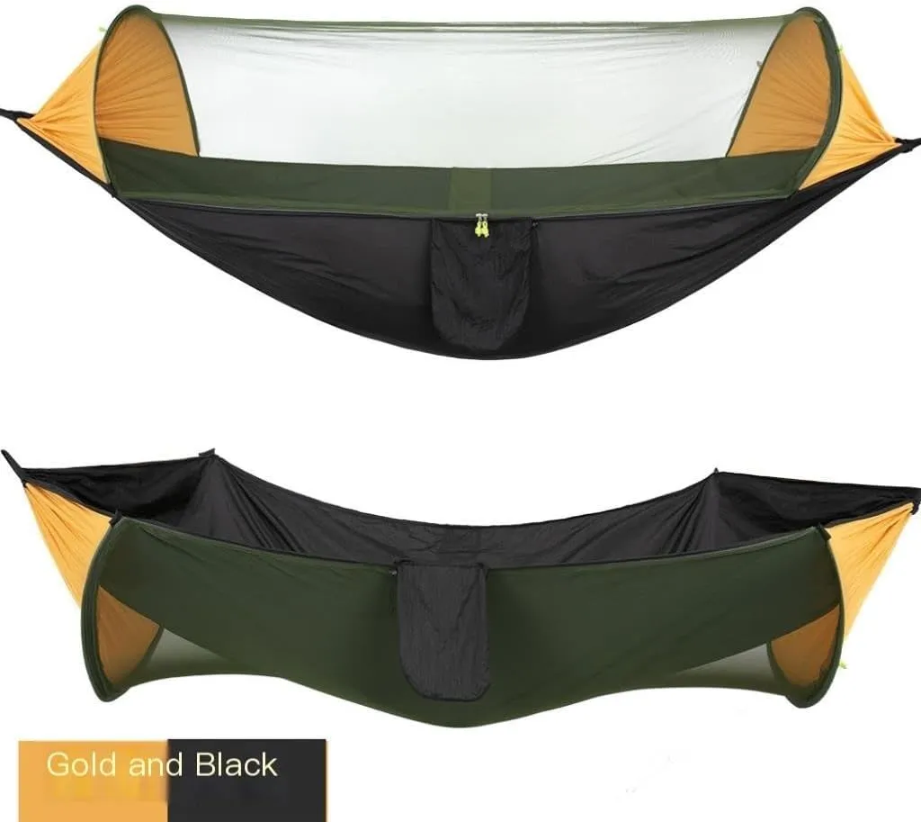 Hammock Double Automatic Quick-Opening Mosquito Net Hammock Camping Outdoor Sunshade Anti-Mosquito Hammock Tent Indoor Swing Hammock Outdoor(Green)