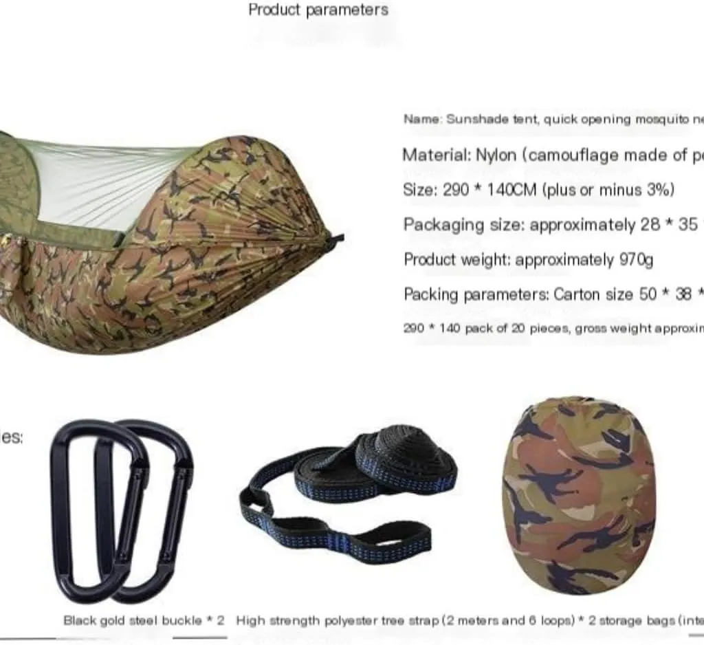 Hammock Double Automatic Quick-Opening Mosquito Net Hammock Camping Outdoor Sunshade Anti-Mosquito Hammock Tent Indoor Swing Hammock Outdoor(Green)