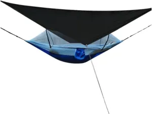 Hammock Double Automatic Quick-Opening Mosquito Net Hammock Canopy Set Canopy Parachute Cloth Pole Mosquito Net Hammock Hammock Outdoor(Black)
