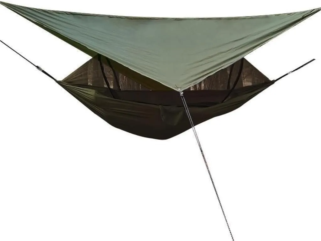 Hammock Double Automatic Quick-Opening Mosquito Net Hammock Canopy Set Canopy Parachute Cloth Pole Mosquito Net Hammock Hammock Outdoor(Black)