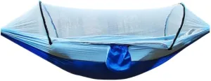 Hammock Double Automatic Quick-Opening Mosquito Net Hammock Outdoor Camping Anti-Rollover Nylon Hammock with Mosquito Net Hammock Outdoor(Blue)