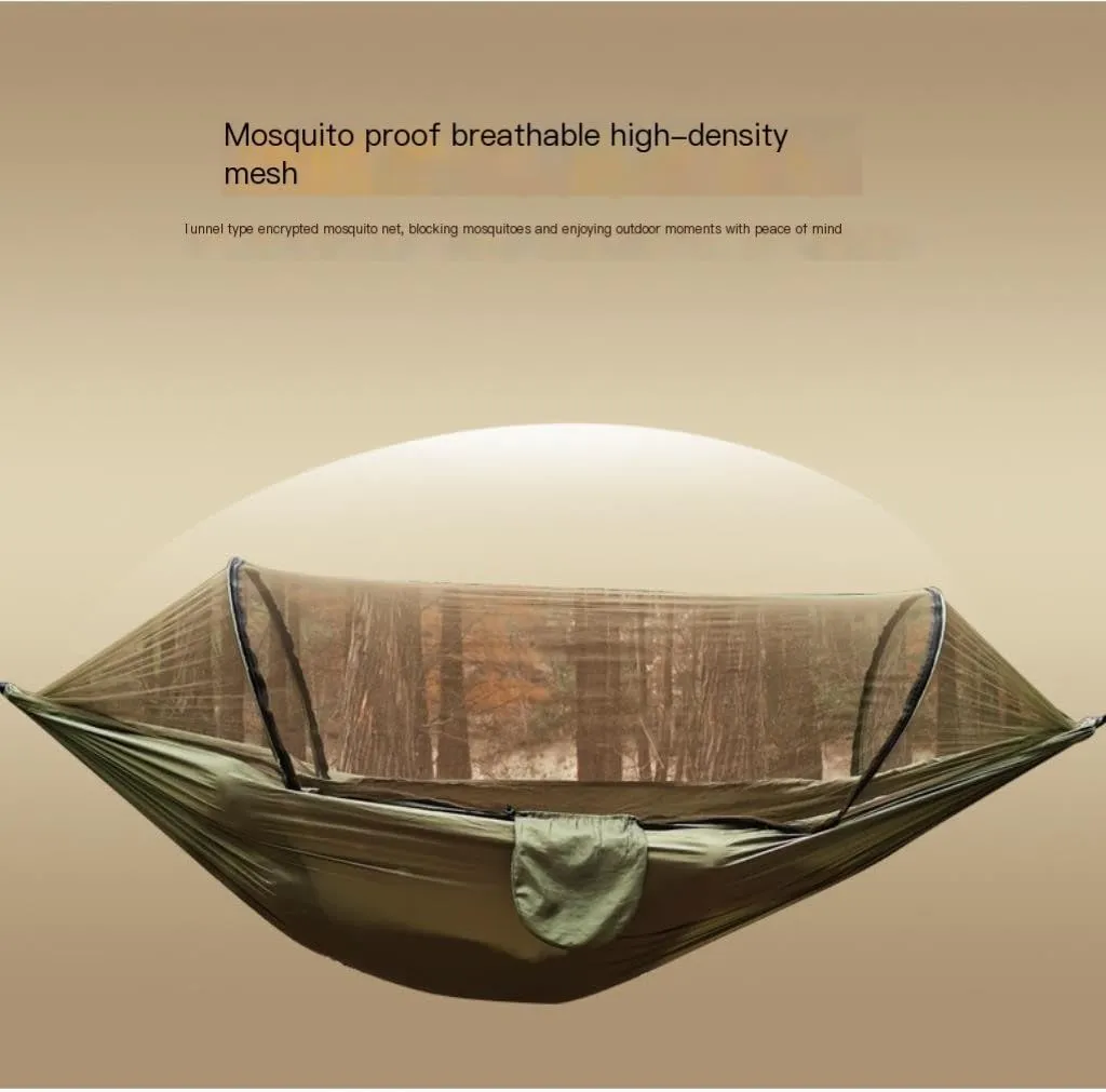 Hammock Double Automatic Quick-Opening Mosquito Net Hammock Outdoor Camping Anti-Rollover Nylon Hammock with Mosquito Net Hammock Outdoor(Blue)