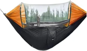 Hammock Double Automatic Quick-Opening Portable Mosquito Net Nylon Hammock Nylon Cloth Strut Outdoor Anti-Mosquito Hammock Hammock Outdoor(Orange)