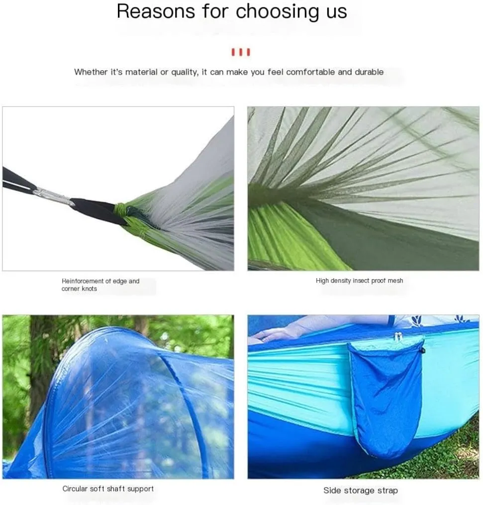 Hammock Double Automatic Quick-Opening Portable Mosquito Net Nylon Hammock Nylon Cloth Strut Outdoor Anti-Mosquito Hammock Hammock Outdoor(Orange)