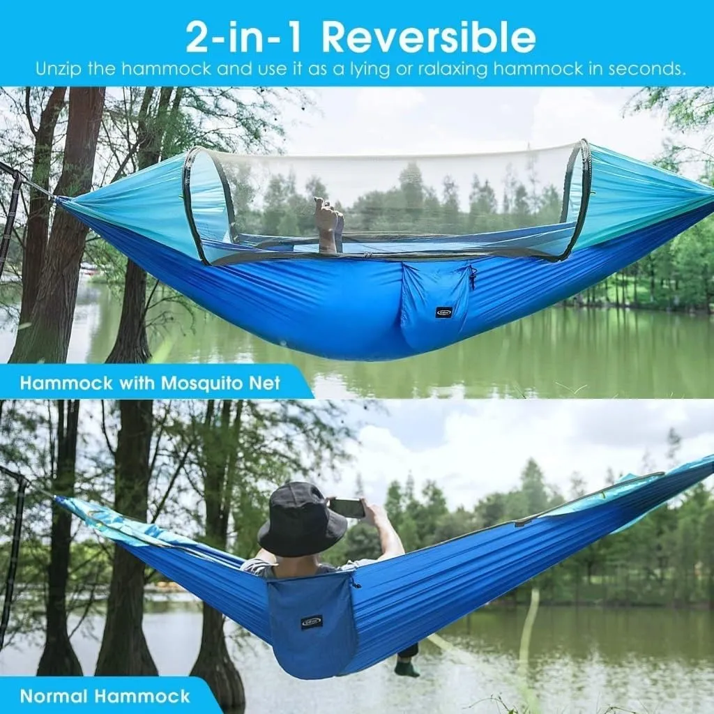 Hammock Double Automatic Quick-Opening Portable Mosquito Net Nylon Hammock Nylon Cloth Strut Outdoor Anti-Mosquito Hammock Hammock Outdoor(Orange)