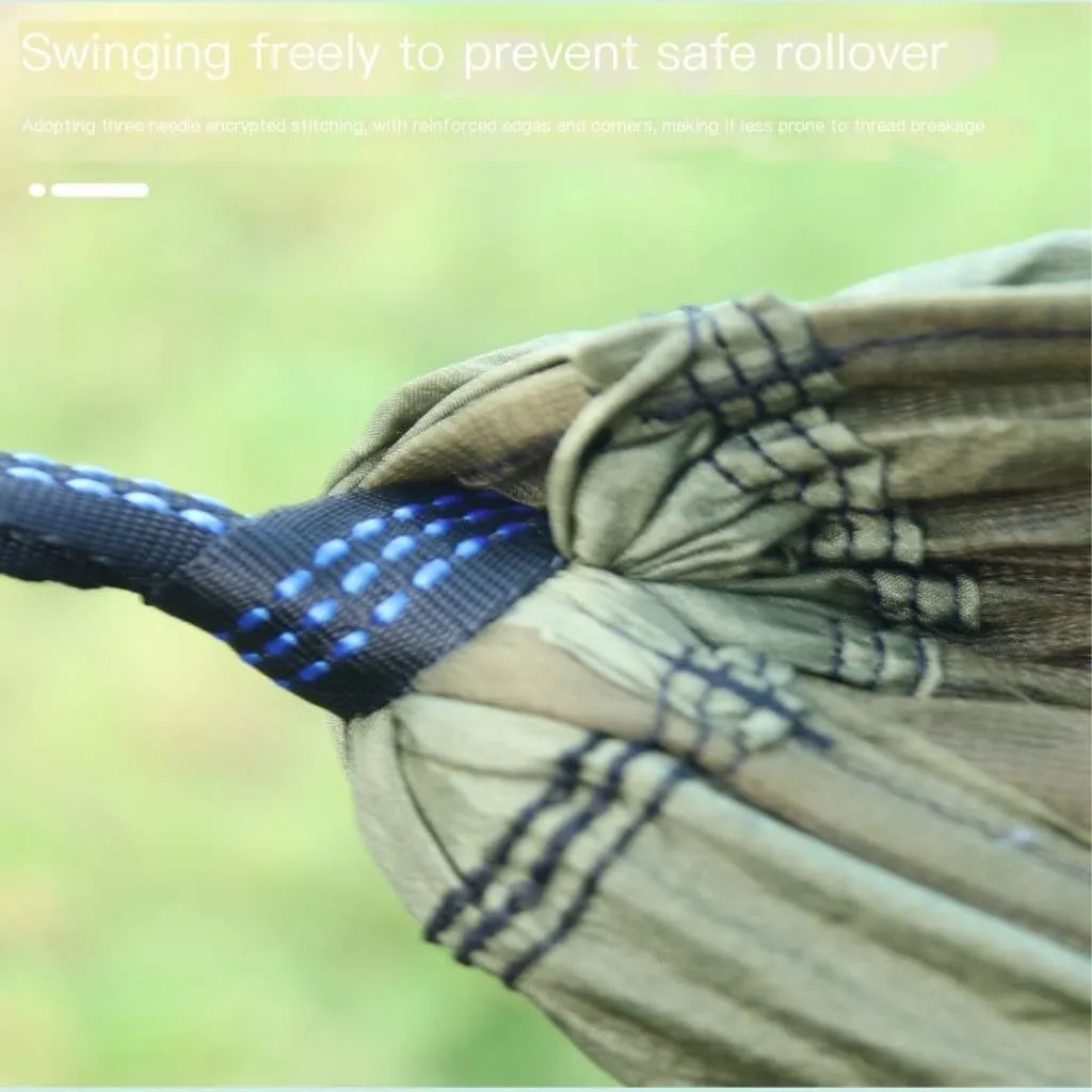 Hammock Double Camping Hammock Outdoor Camping Portable Single Parachute Cloth Three-Color Belt Anti-Mosquito Hammock Hammock Outdoor(A)
