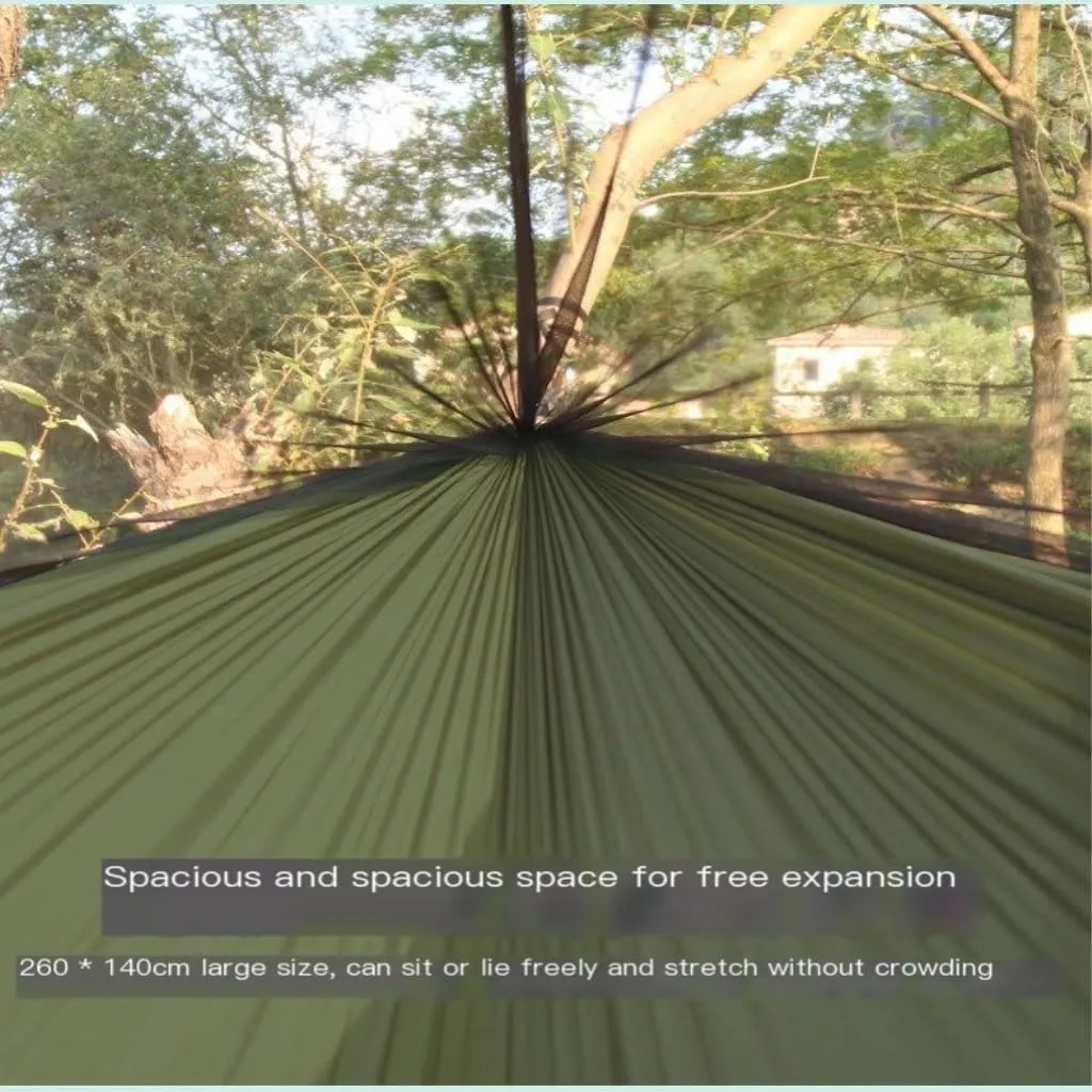 Hammock Double Camping Hammock Outdoor Camping Portable Single Parachute Cloth Three-Color Belt Anti-Mosquito Hammock Hammock Outdoor(B)