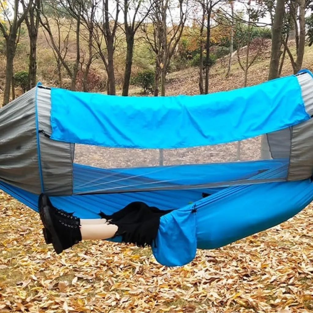 Hammock Double Canopy Mosquito Net Hammock Set Tent Parachute Cloth Camping Automatic Anti-Mosquito Mosquito Net Hammock Hammock Outdoor