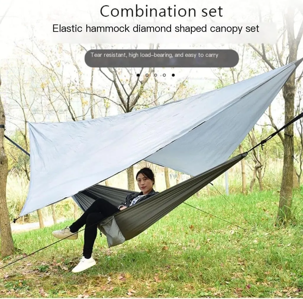 Hammock Double Canopy Mosquito Net Hammock Set Tent Parachute Cloth Camping Automatic Anti-Mosquito Mosquito Net Hammock Hammock Outdoor(B)