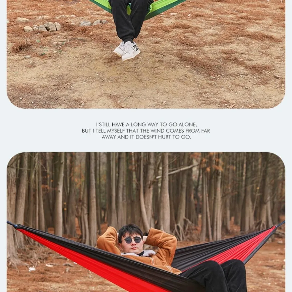 Hammock Double Colorful Outdoor Hammocks with Practical Pockets, Sturdy Connection Design, Enjoy Relaxing Outdoor Moments Hammock Outdoor(Red)